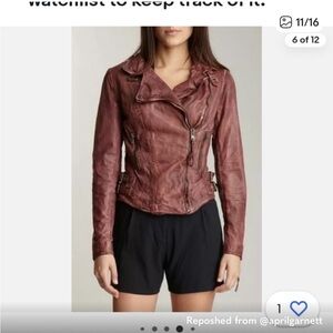 Muubaa Deep Red Leather Jacket